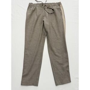 Basler‎ Dress Pants Womens 44 Brown Herringbone Tweed Elastic Waist Drawstring